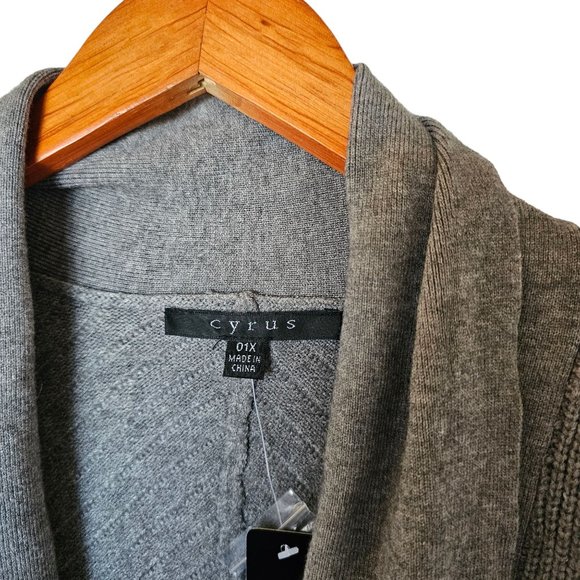 Cyrus Womens Gray Shawl Collar Long Sleeves Draped Open Front Cardigan Plus size - Picture 7 of 13